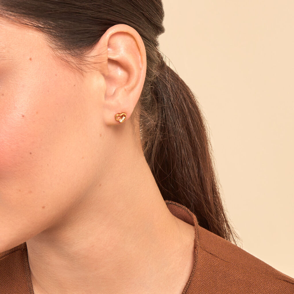 Boucles D'oreilles Puces Laela Plaqué Or Jaune Oxyde De Zirconium - Nouveautés Femme | Histoire d’Or