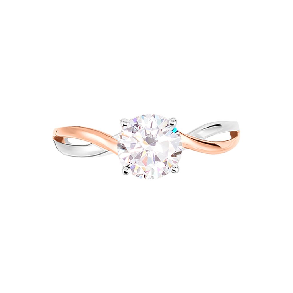 Bague Solitaire Micheline Or Bicolore Oxyde De Zirconium - Bagues solitaires Femme | Histoire d&rsquo;Or