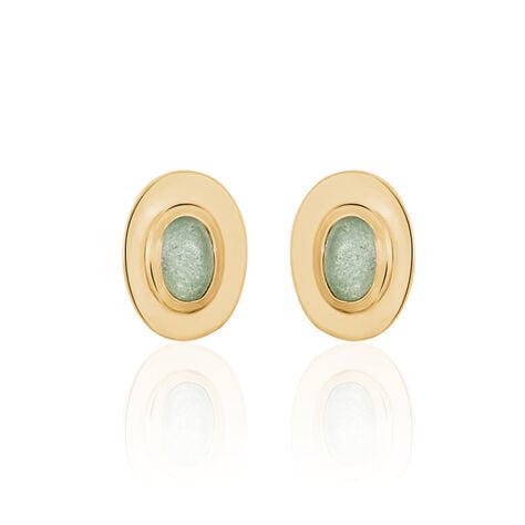 Boucles D'oreilles Puces Veina Plaqué Or Jaune Aventurine - Boucles d'oreilles fantaisie Femme | Histoire d’Or