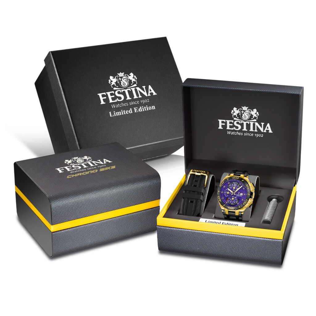 Coffret De Montre Festina Chrono Bike Edition Speciale Violet - F&ecirc;te des p&egrave;res Homme | Histoire d&rsquo;Or
