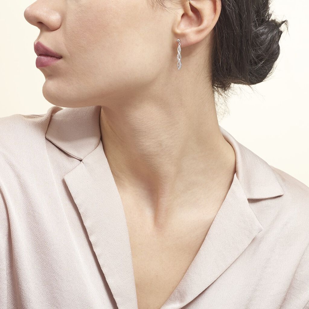 Boucles D'oreilles Pendantes Kessy Argent Blanc Oxyde De Zirconium -  Femme | Histoire d’Or