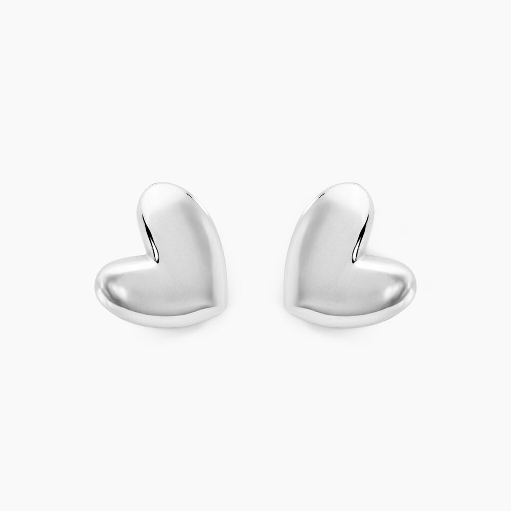 Boucles D'oreilles Puces Te Amo Argent Blanc - Boucles d'Oreilles Coeur Femme | Histoire d’Or