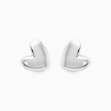 Boucles D'oreilles Puces Te Amo Argent Blanc - Boucles d'Oreilles Coeur Femme | Histoire d’Or
