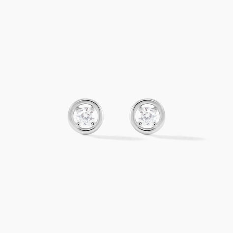 Boucles D'oreilles Puces Argent Blanc Laureto Oxydes De Zirconium - Boucles d'oreilles fantaisie Femme | Histoire d&rsquo;Or
