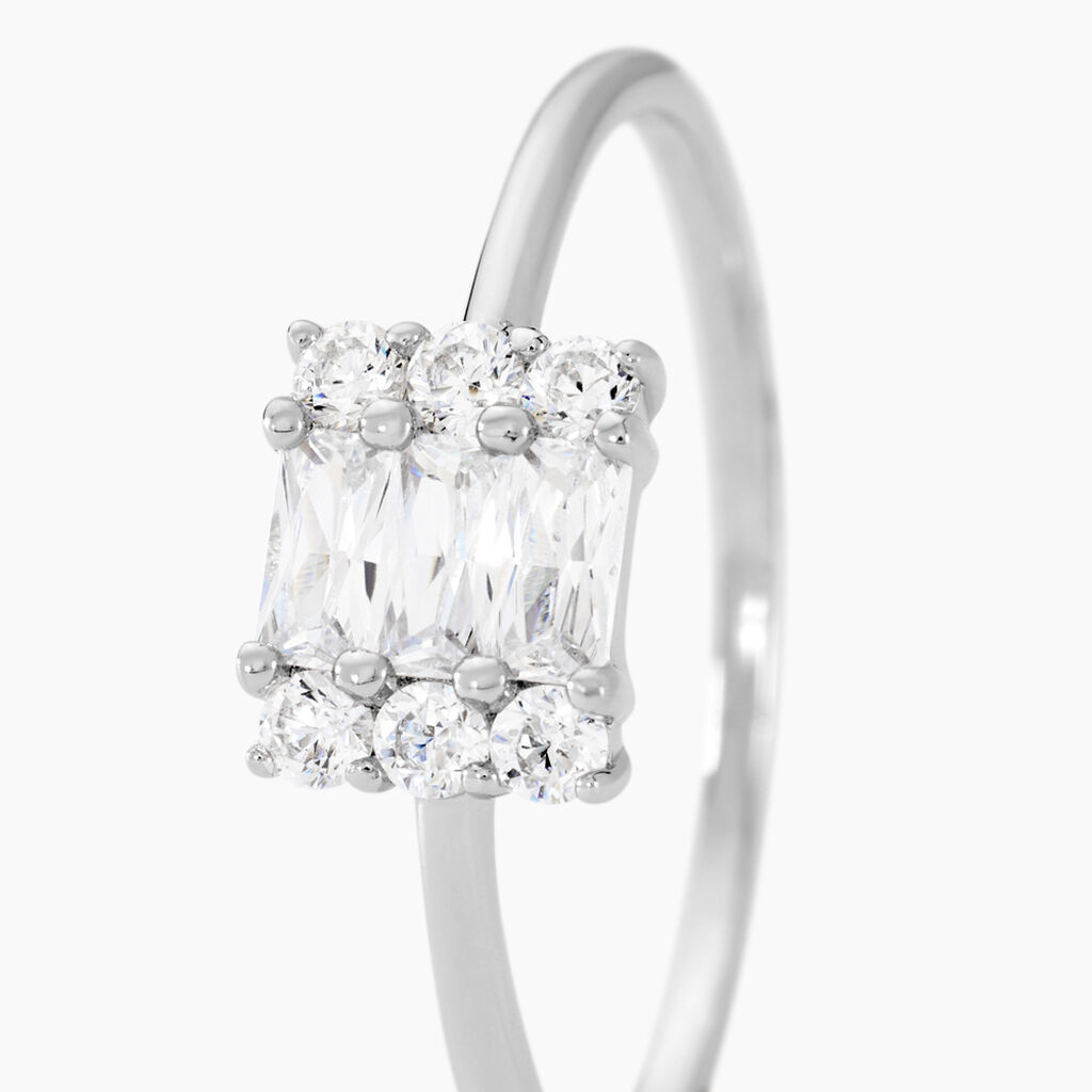 Bague Baroque Party Argent Blanc Oxyde De Zirconium - Bagues avec pierre Femme | Histoire d&rsquo;Or
