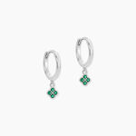 Cr&eacute;oles Clova Argent Blanc Pierre De Synthese - Boucles d'oreilles cr&eacute;oles Femme | Histoire d&rsquo;Or