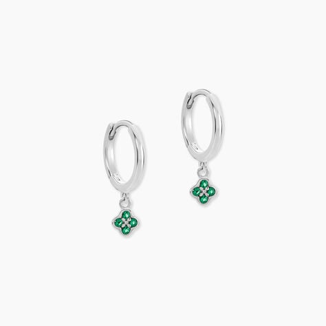 Cr&eacute;oles Clova Argent Blanc Pierre De Synthese - Boucles d'oreilles cr&eacute;oles Femme | Histoire d&rsquo;Or