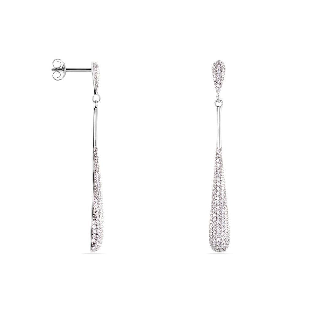 Boucles D'oreilles Pendantes Chandell Argent Blanc Oxyde De Zirconium - Boucles d'oreilles pendantes Femme | Histoire d’Or
