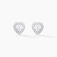 Boucles D'oreilles Puces Calvi Argent Blanc Oxyde De Zirconium
