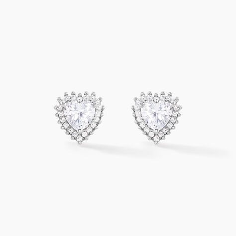 Boucles D'oreilles Puces Calvi Argent Blanc Oxyde De Zirconium - Boucles d'oreilles fantaisie Femme | Histoire d’Or