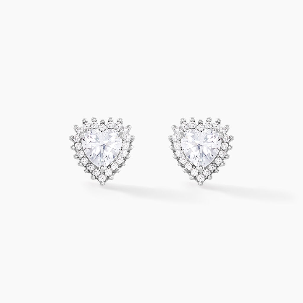 Boucles D'oreilles Puces Calvi Argent Blanc Oxyde De Zirconium - Boucles d'oreilles fantaisie Femme | Histoire d’Or