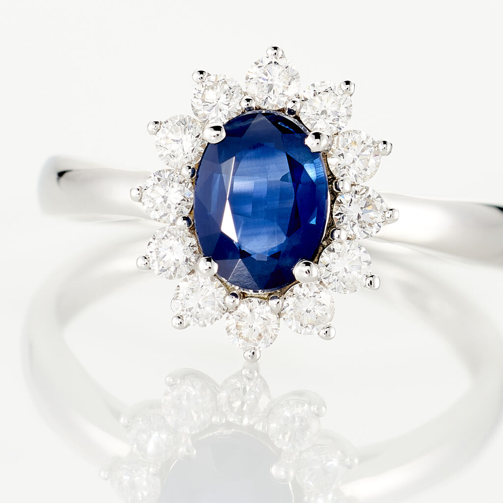 Bague Vladimir Or Blanc Saphir Diamants - Bagues solitaires Femme | Histoire d&rsquo;Or
