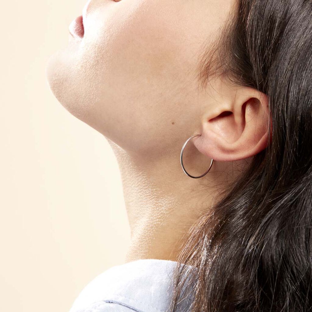 Créoles Dominae Or Blanc - Boucles d'oreilles créoles Femme | Histoire d’Or