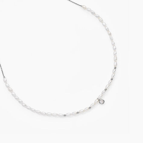 Collier Perlissima Argent Blanc Oxyde Et Perle De Culture - Colliers Femme | Histoire d’Or