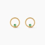 Boucles D'Oreilles Puces Eimhir Or Jaune Emeraude - Clous d'oreilles Femme | Histoire d&rsquo;Or