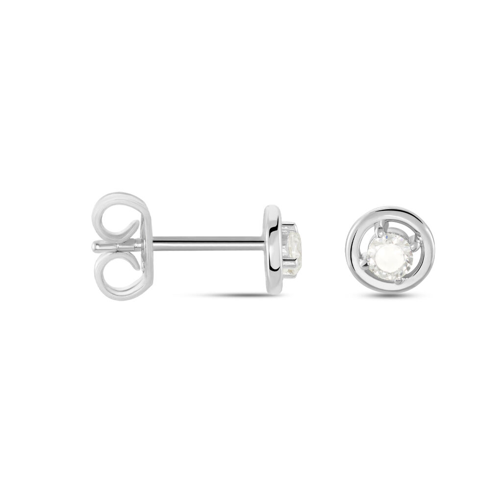 Boucles D'oreilles Puces Argent Blanc Laureto Oxydes De Zirconium - Boucles d'oreilles fantaisie Femme | Histoire d’Or