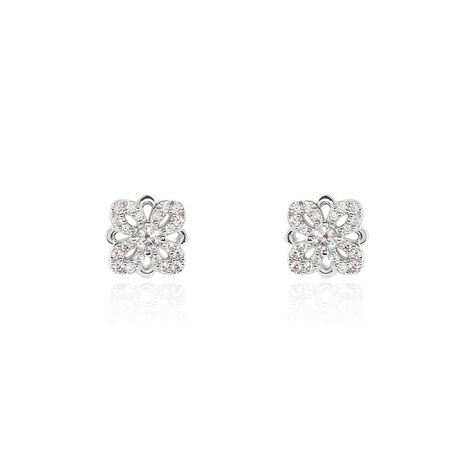 Boucles D'oreilles Puces Isia Argent Blanc Oxyde De Zirconium - Boucles d'oreilles fantaisie Femme | Histoire d’Or