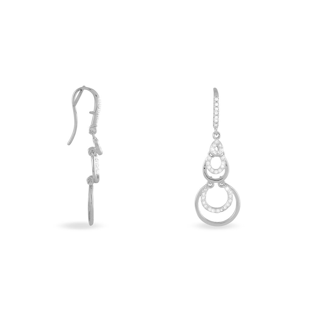 Boucles D'oreilles Pendantes Greta Argent Blanc - Boucles d'oreilles fantaisie Femme | Histoire d’Or