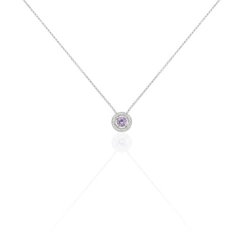 Collier Priscillya Or Blanc Amethyste Et Oxyde De Zirconium - Colliers Femme | Histoire d&rsquo;Or