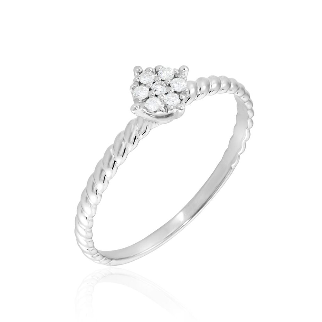 Bague Or Blanc Addie Diamants - Bagues avec pierre Femme | Histoire d’Or
