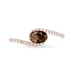 Bague Loriane Or Rose Quartz Et Diamant - Bagues solitaires Femme | Histoire d&rsquo;Or