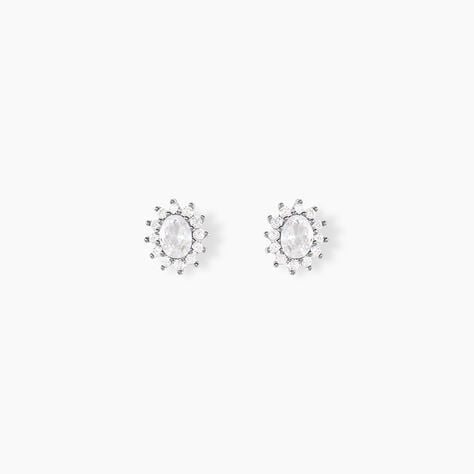 Boucles D'oreilles Puces Oliviane Argent Blanc Oxyde De Zirconium - Nouveautés Femme | Histoire d’Or