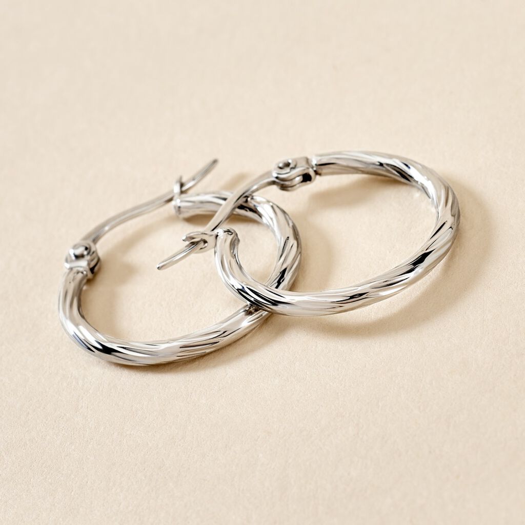Créoles Esaias Acier Blanc - Boucles d'oreilles créoles Femme | Histoire d’Or