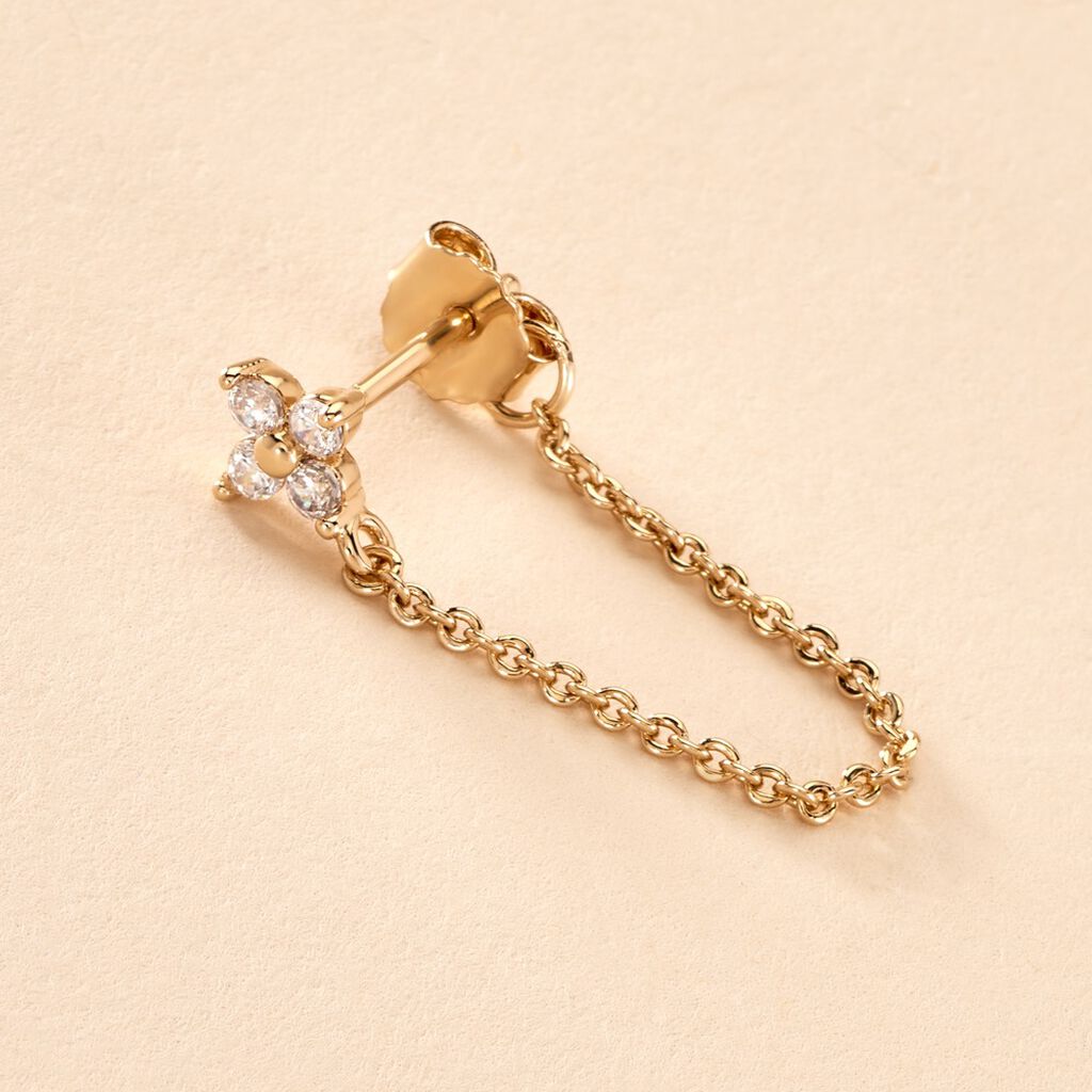 Bijou D'oreille Unitaire Astrid Plaqu&eacute; Or Jaune Oxyde De Zirconium - Piercings d'oreilles Femme | Histoire d&rsquo;Or