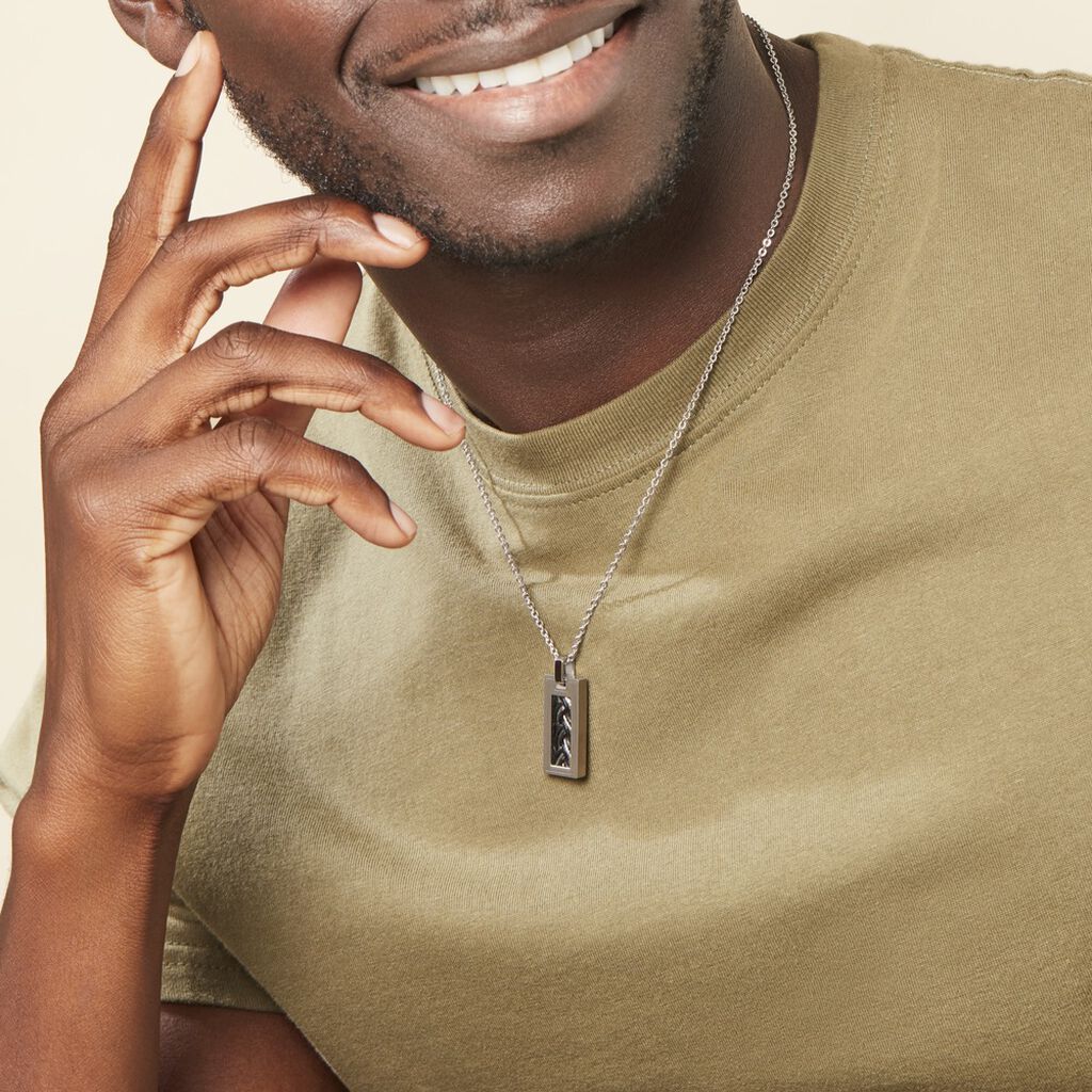 Collier Josh Acier Blanc - Colliers fantaisie Homme | Histoire d’Or