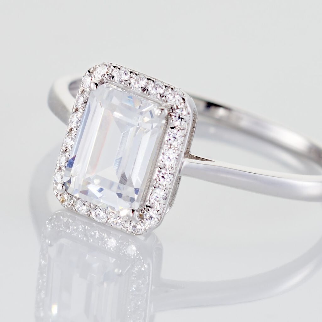 Bague Or Blanc Goulven  Oxyde De Zirconium - Bagues solitaires Femme | Histoire d&rsquo;Or