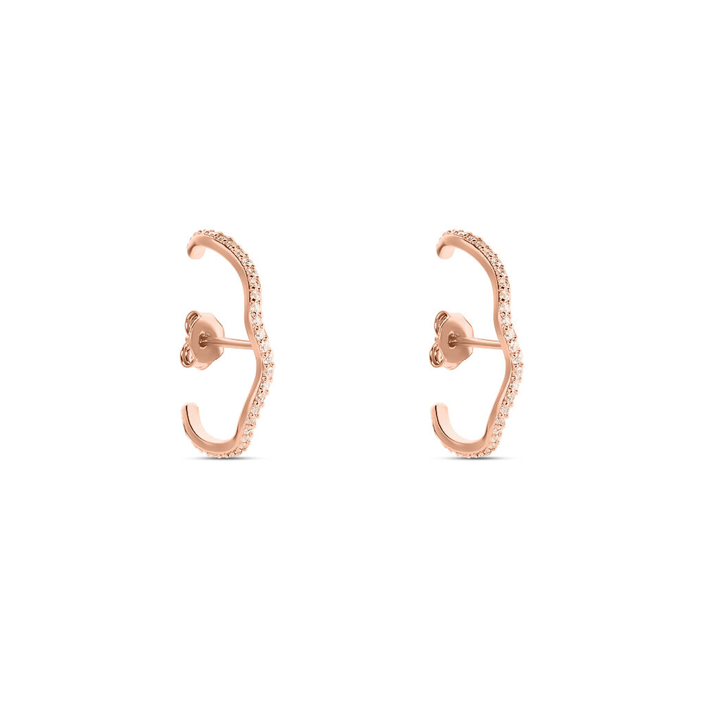 Boucles D'oreilles Lowri Argent Rose Oxyde De Zirconium - Boucles d'oreilles créoles Femme | Histoire d’Or