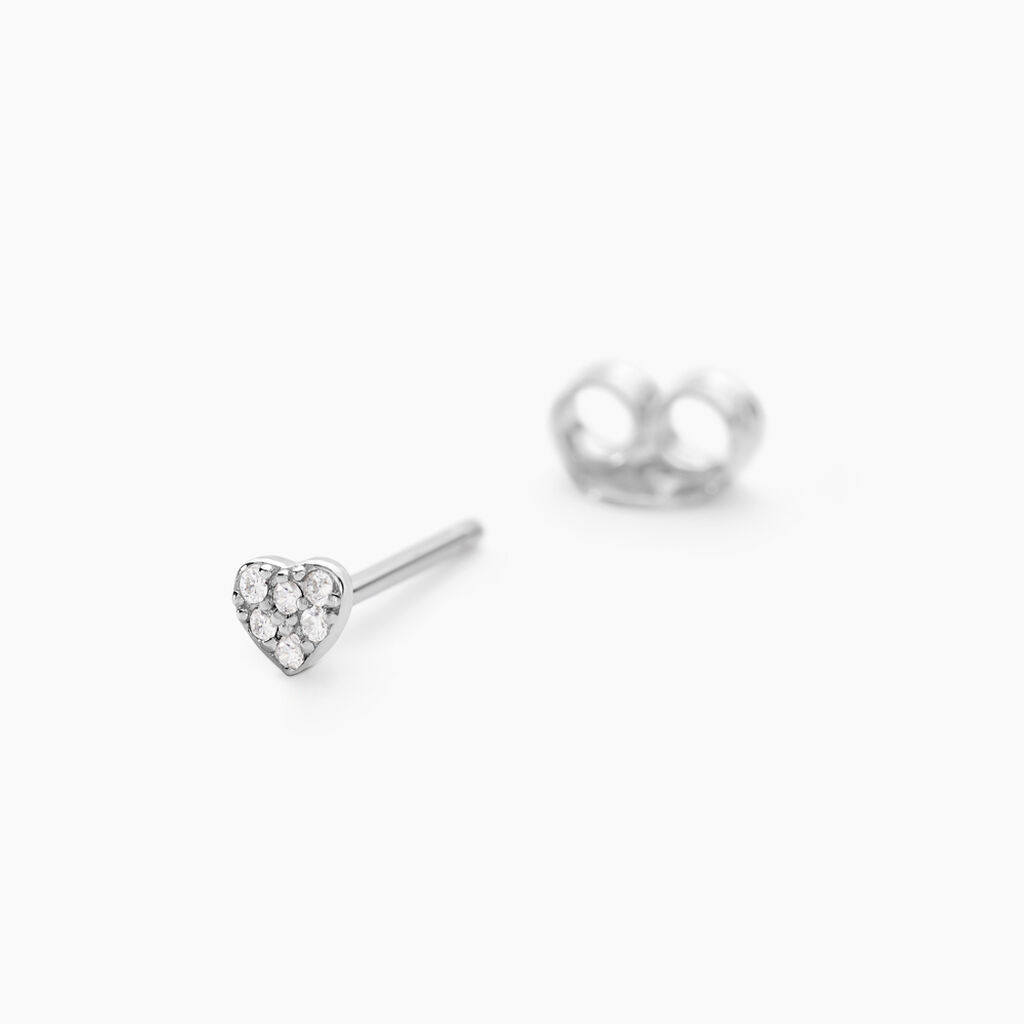 Boucles D'oreilles Puces Ziya Argent Blanc Oxyde De Zirconium - Boucles d'oreilles fantaisie Femme | Histoire d’Or