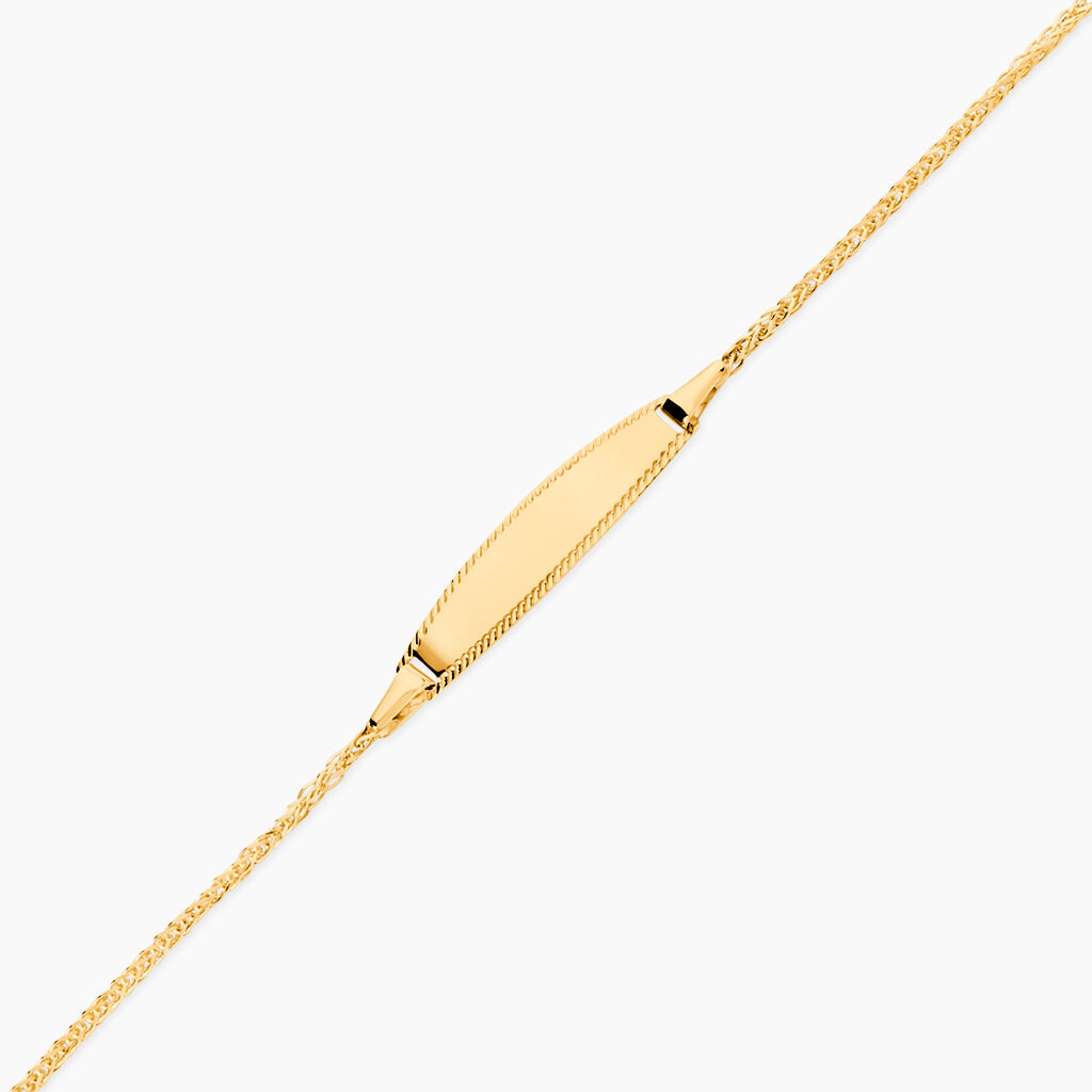 Bracelet Identit&eacute; Euriel Maille Palmier Or Jaune - Bracelets Communion Enfant | Histoire d&rsquo;Or
