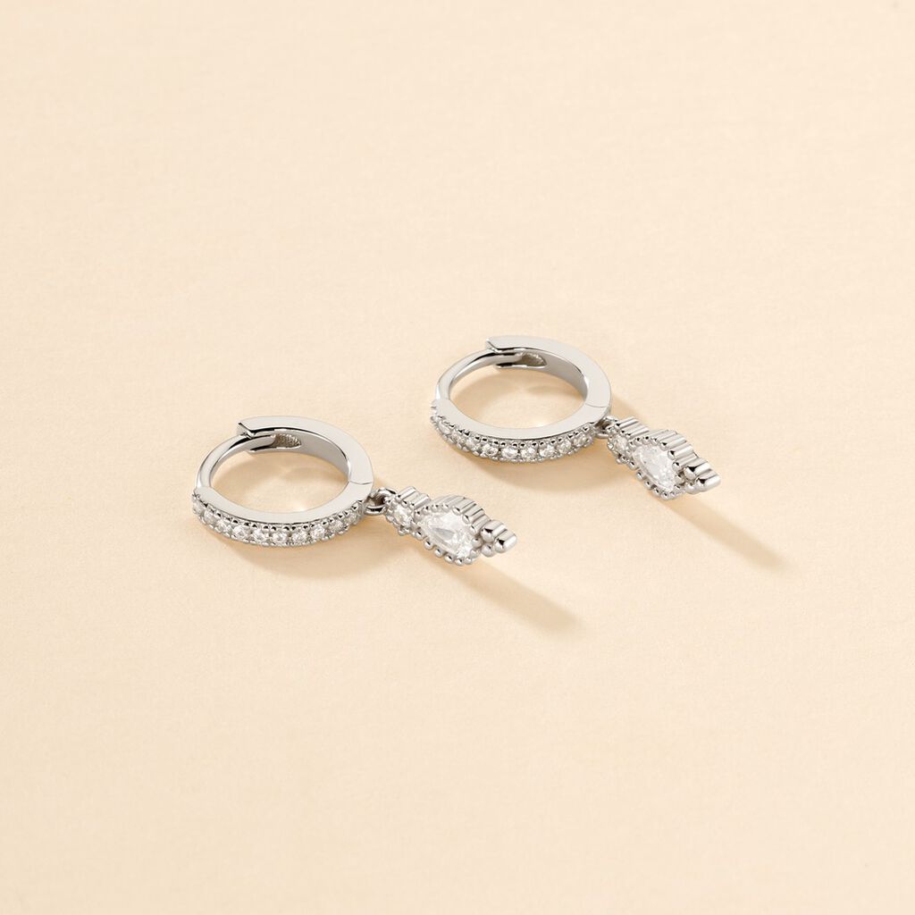 Cr&eacute;oles Ysee Argent Blanc Oxyde De Zirconium - Boucles d'oreilles cr&eacute;oles Femme | Histoire d&rsquo;Or