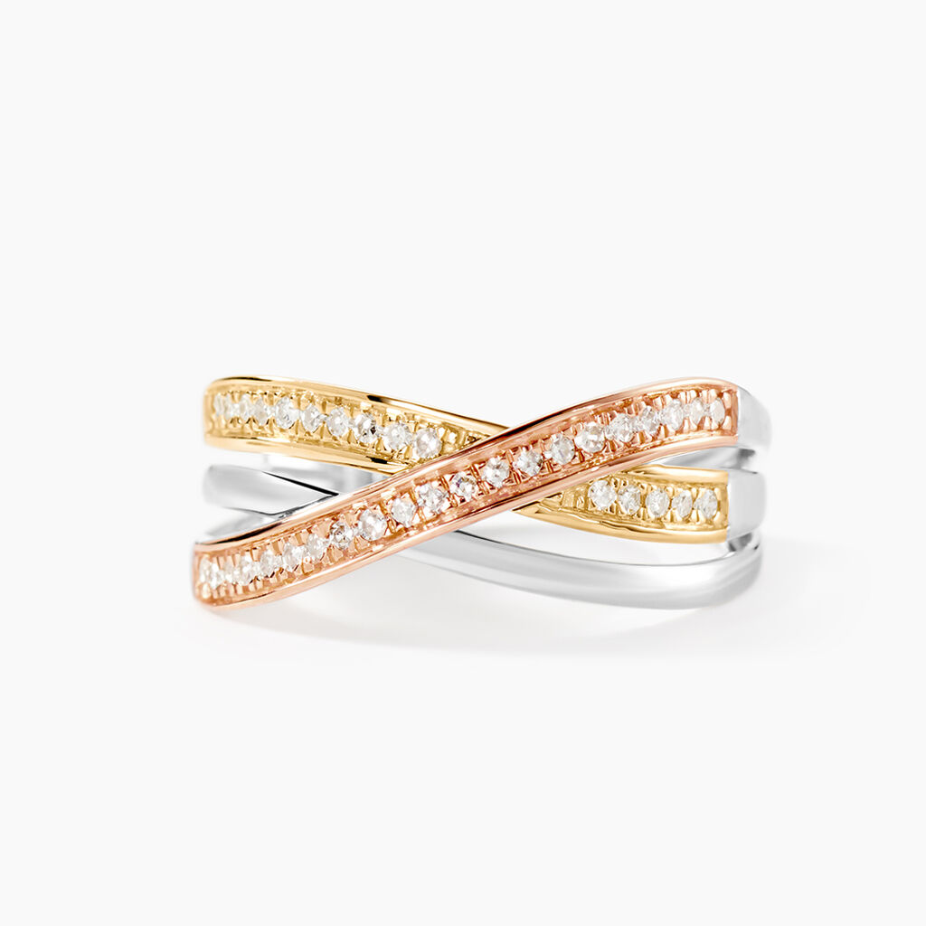 Bague Sabera Or Tricolore Diamant - Bagues avec pierre Femme | Histoire d&rsquo;Or