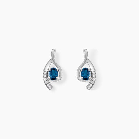 Boucles D'oreilles Sagesse Or Blanc Topaze Oxyde - Clous d'oreilles Femme | Histoire d’Or