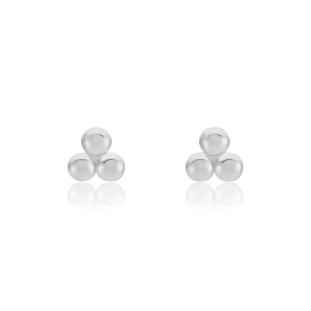 Boucles D'oreilles Puces Ina Argent Blanc - Boucles d'oreilles fantaisie Femme | Histoire d’Or