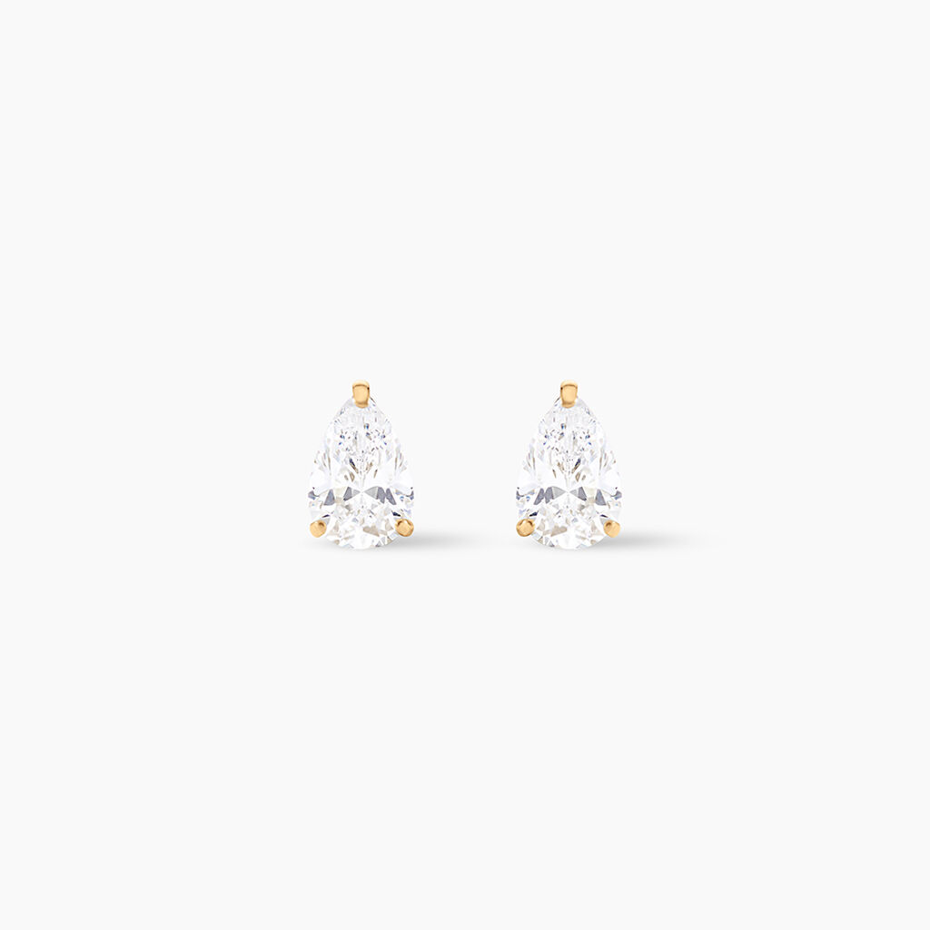 Boucles D'oreilles Puces Tierra Or Jaune Oxyde De Zirconium - Clous d'oreilles Femme | Histoire d&rsquo;Or