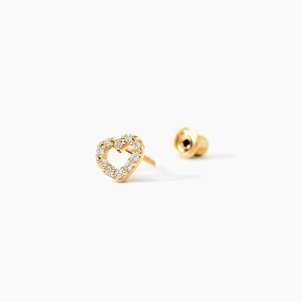 Boucles D'oreilles Puces Eily Or Jaune Oxyde De Zirconium - Clous d'oreilles Famille | Histoire d&rsquo;Or