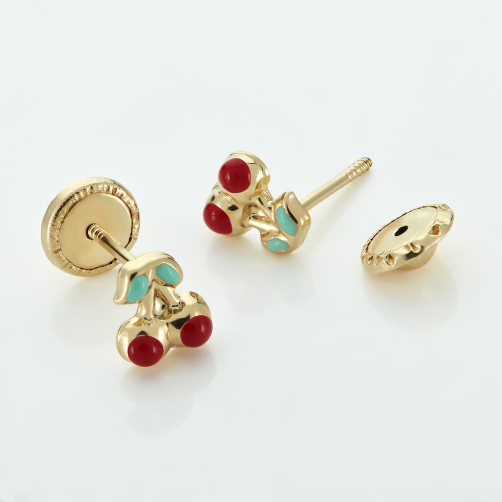 Boucles D'oreilles Puces Or Jaune Helicie Email - Clous d'oreilles Enfant | Histoire d’Or