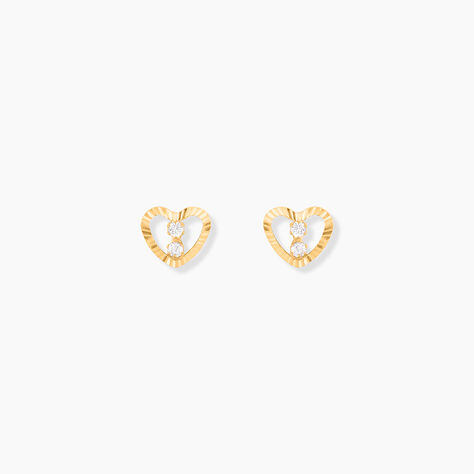 Boucles D'oreilles Puces Daria C&oelig;ur 6 Or Jaune Oxyde - Clous d'oreilles Femme | Histoire d&rsquo;Or