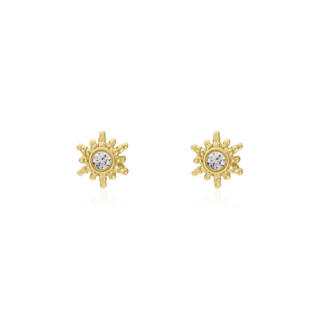 Boucles D'oreilles Puces Eirian Plaqué Or Jaune Oxyde De Zirconium - Boucles d'Oreilles Etoile Femme | Histoire d’Or