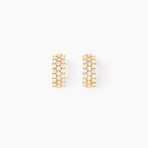 Boucles D'oreilles Jacquelene Rondes Or Jaune Oxyde De Zirconium - Boucles d'oreilles créoles Femme | Histoire d’Or