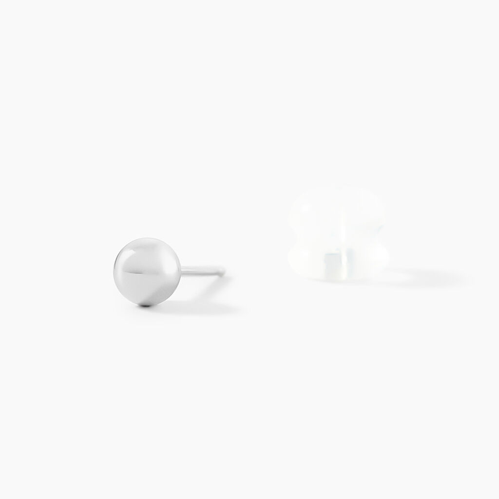 Boucles D'oreilles Puces Fidelia Boule Or Blanc - Clous d'oreilles Femme | Histoire d&rsquo;Or