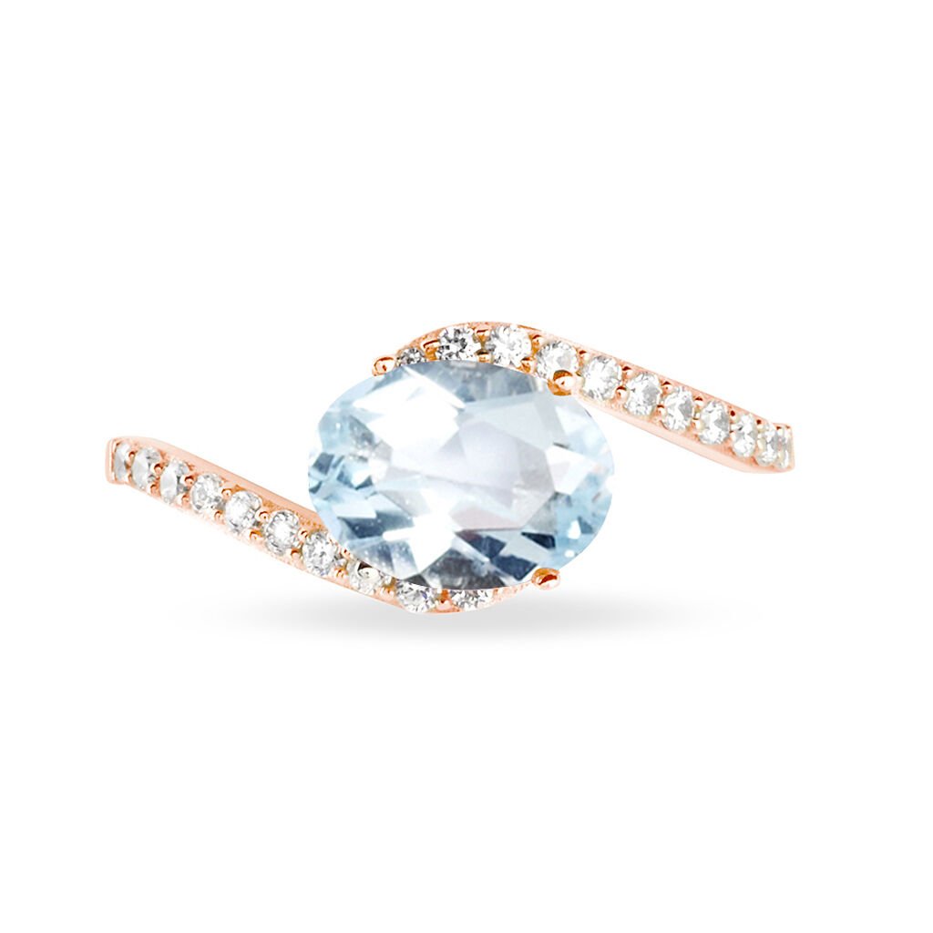 Bague Loriane Or Rose Topaze Et Oxyde De Zirconium - Bagues solitaires Femme | Histoire d&rsquo;Or