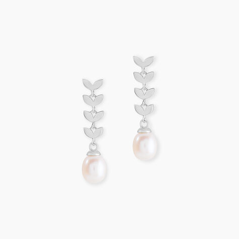 Boucles D'oreilles Pendantes Giacobbe Argent Blanc Perle De Culture - Boucles d'oreilles fantaisie Femme | Histoire d&rsquo;Or