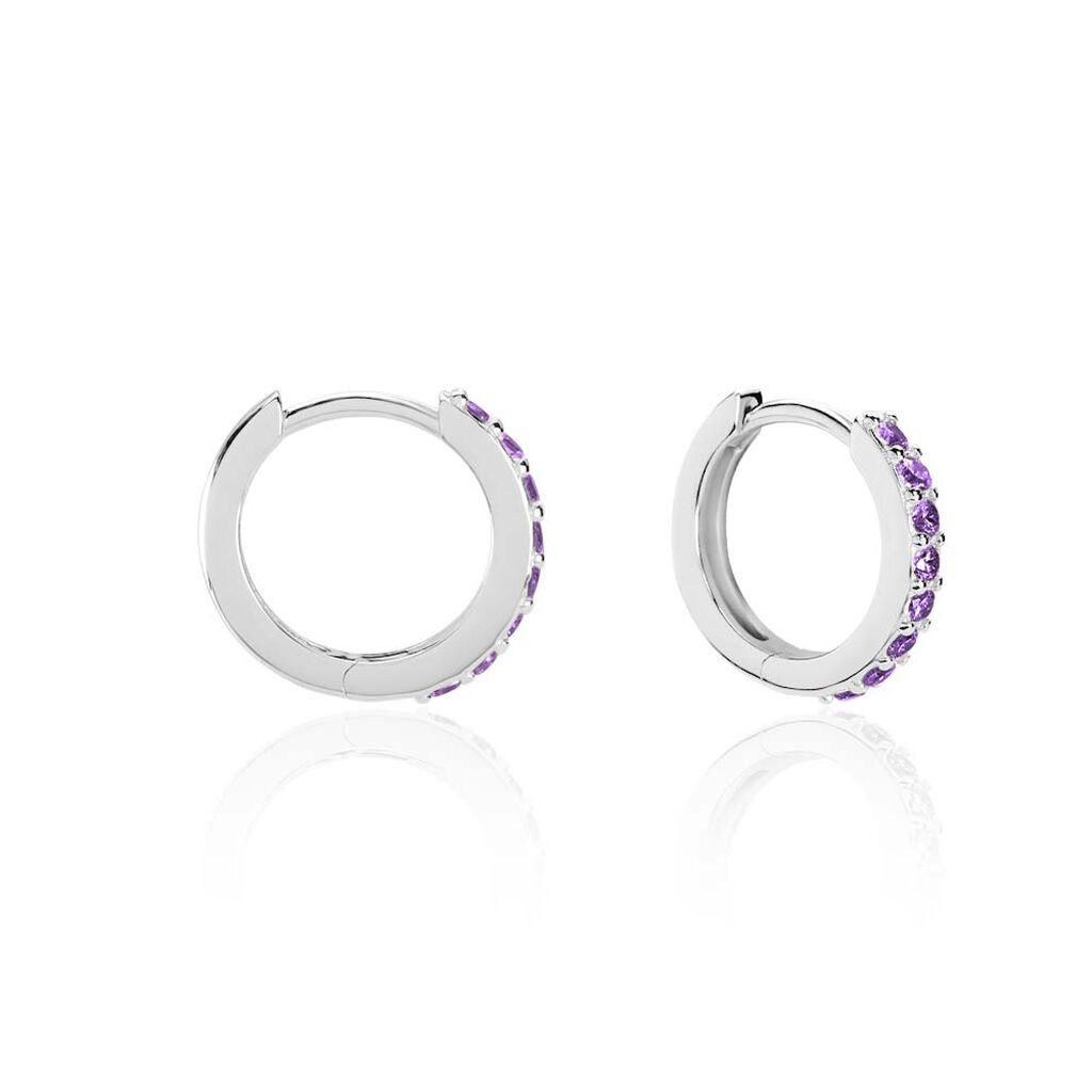 Créoles Rio Argent Blanc Oxyde De Zirconium - Boucles d'oreilles créoles Femme | Histoire d’Or