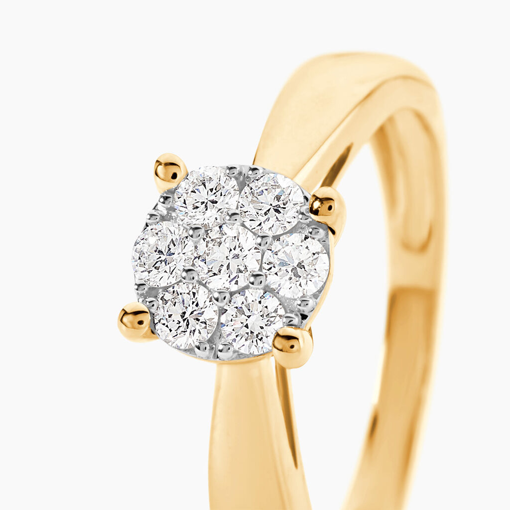 Bague Charl&egrave;ne Or Jaune Diamant Synthetique - Bagues avec pierre Femme | Histoire d&rsquo;Or