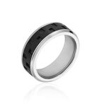 Bague Jourdan Oahu Acier Blanc Et Noir - Bagues fantaisie Homme | Histoire d&rsquo;Or