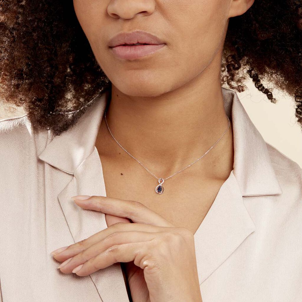 Collier Odessa Or Blanc Saphir Diamant - Colliers Femme | Histoire d’Or